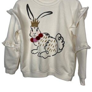 Girls 5 Sweatshirt Bunny Princess Ruffle Sleeve Graphic Pullover Garanimals